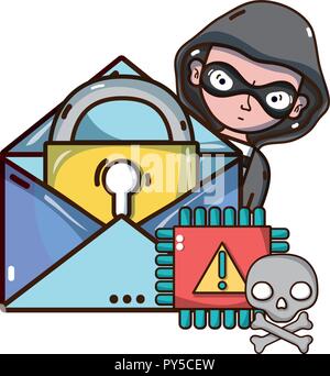 Minaccia alla sicurezza informatica cartoon Illustrazione Vettoriale