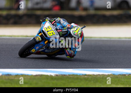 Melbourne, Australia. Il 26 ottobre 2018, Phillip Island Grand Prix Circuit, Melbourne, Australia; Australian MotoGP, Venerdì di prove libere; Marc VDS rider Joan Mir durante il moto2 Libere 1 Credito: Azione Plus immagini di sport/Alamy Live News Foto Stock