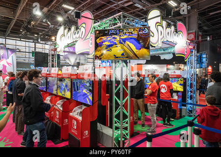 Parigi, Francia. Il 26 ottobre 2018. Splatoon 2 stand al Paris Games Week. La mostra è aperta dal 26 al 29 Ottobre. © David Bertho / Alamy Live News Foto Stock