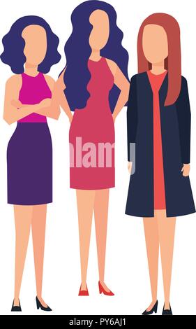 Elegante imprenditrici avatar caratteri illustrazione vettoriale design Illustrazione Vettoriale
