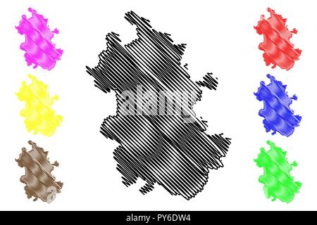 Provincia di Anhui (divisioni amministrative della Cina, Repubblica Popolare Cinese Repubblica Popolare Cinese) mappa illustrazione vettoriale, scribble schizzo Anhwei mappa Illustrazione Vettoriale