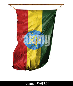 Bandiera dell'Etiopia. Bandiera verticale.isolato su uno sfondo bianco. Foto Stock