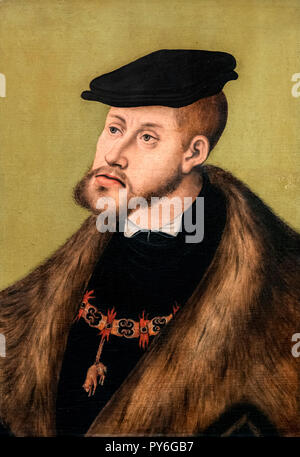 L'imperatore Carlo V (1500-1558) da Lucas Cranach il Vecchio (1472-1553), olio su pannello, 1533 Foto Stock