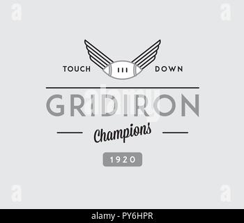 American Football gridiron touchdown nero su bianco è una illustrazione vettoriale sullo sport Illustrazione Vettoriale