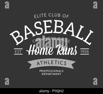 Baseball home run bianco su nero è una illustrazione vettoriale sullo sport Illustrazione Vettoriale