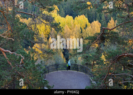 Veduta autunnale di Aulanko parco nazionale in Finlandia Foto Stock