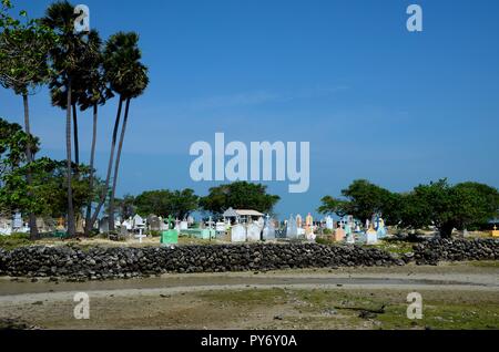 Tombe con croci al cimitero cristiano cimitero sulla isola di Delft Jaffna nello Sri Lanka Foto Stock