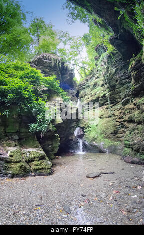 St Nectan's Glen cascata vicino Boscastle e Tintagel, Cornwall Regno Unito Foto Stock