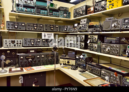 Il display della radio di prosciutto attrezzature all antico museo Wireless in Bloomfield NY, STATI UNITI D'AMERICA, Foto Stock