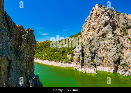 Dal punto di vista dei Gypsy Jump - Peña Halcon. Monfrague Parco Nazionale. Caceres, Estremadura, Spagna, Europa Foto Stock