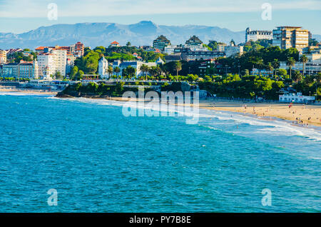 Baia di Santander e Spiaggia di El Sardinero. Santander, Cantabria, Spagna, Europa Foto Stock