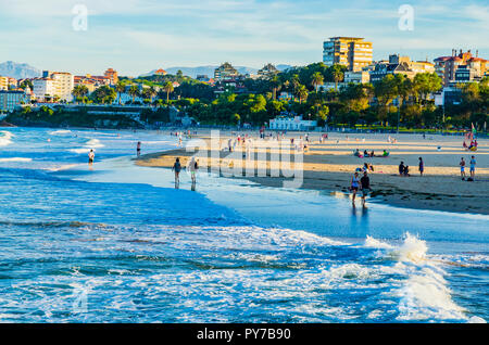 Baia di Santander e Spiaggia di El Sardinero. Santander, Cantabria, Spagna, Europa Foto Stock