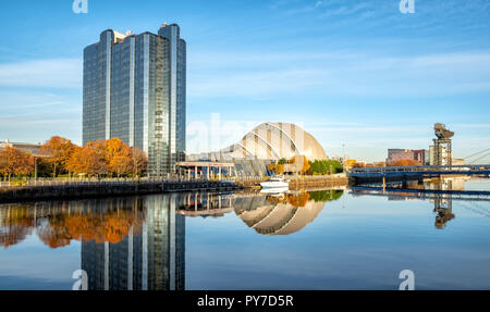 Scottish Exhibition and Conference Centre, sul fiume Clyde, Glasgow Scotland, Regno Unito Foto Stock