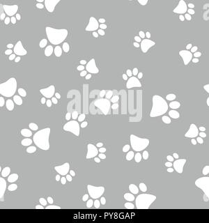 Illustrazione vettoriale di un modello senza giunture di bianco animale selvatico zampe su sfondo grigio. Illustrazione Vettoriale