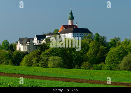 Abbazia di Andechs in alta Baviera, distretto di Starnberg, Baviera, Germania Foto Stock