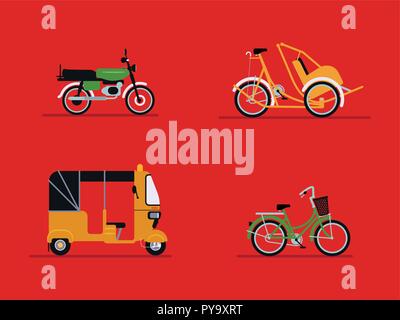Pulito e moderno appartamento-design vehicule cambogiano set. Illustrazione Vettoriale