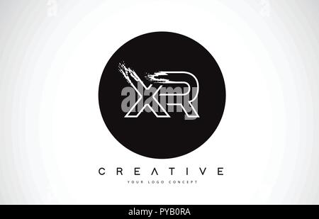 XR Leter moderno design del logo di bianco e nero con monogramma. Lettera di Creative Logo monogramma spazzola di disegno vettoriale. Illustrazione Vettoriale