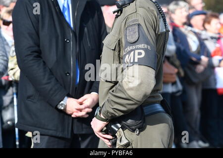 Vienna, Austria. 26 ottobre 2018. Spettacolo delle forze Armate austriache durante la festa nazionale a Vienna in Piazza degli Eroi. La foto mostra la polizia militare. Credit: Franz PERC/Alamy Live News Foto Stock