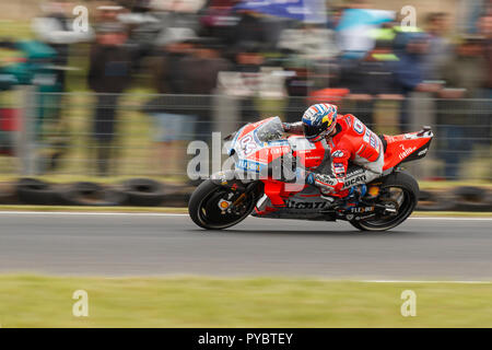 Melbourne, Australia. 27 ottobre, 2018. Circuito australiano di Phillip Island. Qualifica. Andrea Dovizioso, il Ducati MotoGP Team. Dovizioso terminato nono tempo assoluto per il giorno. Credito: Russell Hunter/Alamy Live News Foto Stock