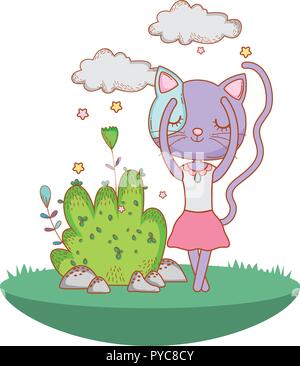 Ballerina cat all'aperto cartoon Illustrazione Vettoriale