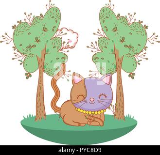 Kitty Cat all'aperto cartoon Illustrazione Vettoriale