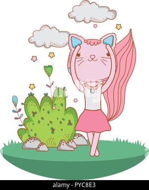 Ballerina cat all'aperto cartoon Illustrazione Vettoriale