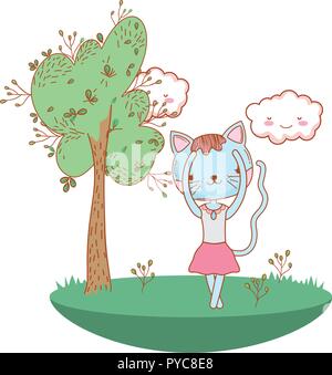 Ballerina cat all'aperto cartoon Illustrazione Vettoriale