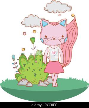 Ballerina cat all'aperto cartoon Illustrazione Vettoriale