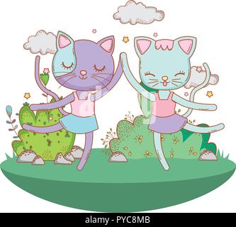 Ballerina cat all'aperto cartoon Illustrazione Vettoriale