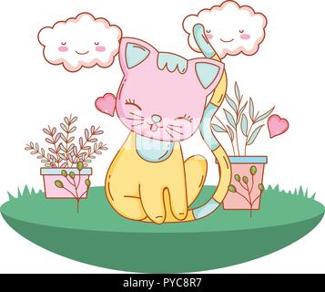 Kitty Cat all'aperto cartoon Illustrazione Vettoriale