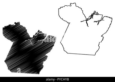 Para (Regione del Brasile, stato federato, Repubblica Federativa del Brasile) mappa illustrazione vettoriale, scribble schizzo Pará mappa Illustrazione Vettoriale