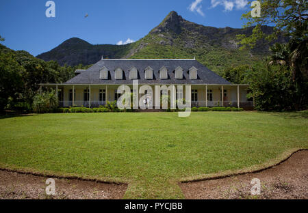 Storica Casa Eureka dal fiume Moka in Mauritius, costruita ed abitata nel 1830 dai francesi e britanniche aristocratici. Foto Stock