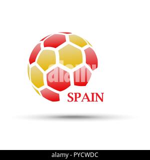 Banner di calcio. Illustrazione Vettoriale astratto del pallone da calcio con la Spagna bandiera nazionale di colori Illustrazione Vettoriale