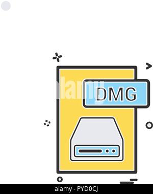 Dmg formato file icona disegno vettoriale Illustrazione Vettoriale