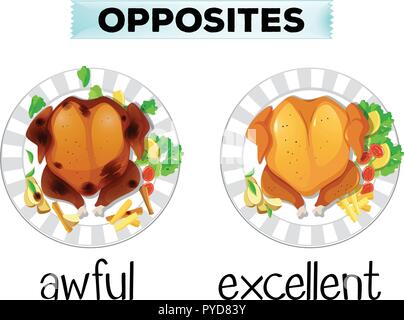 Di fronte parola di orribile e illustrazione eccellente Illustrazione Vettoriale