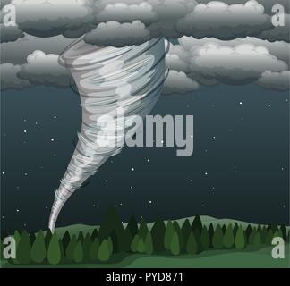 Tornado in scena di paesaggio illustrazione Illustrazione Vettoriale