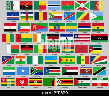 Illustrazione Vettoriale di paesi diversi flag impostati. Tutti i flag in Africa Illustrazione Vettoriale