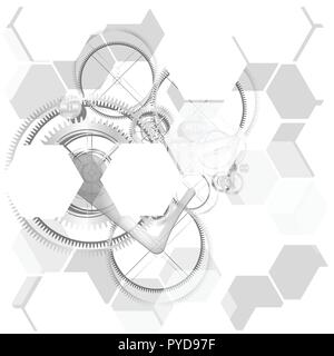 Vettore esagonale astratto tecnologia sfondi di ingranaggio Illustrazione Vettoriale
