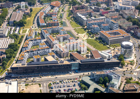 Vista aerea, nel quartiere universitario "Green Center food' creazione di uno dei più avanzati la sede aziendale di un tedesco di media company, FUNKE ME Foto Stock