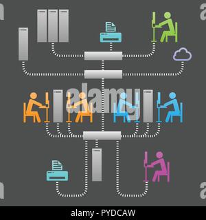 Comunicazione di rete infrastruttura di sistema illustrazione vettoriale Illustrazione Vettoriale