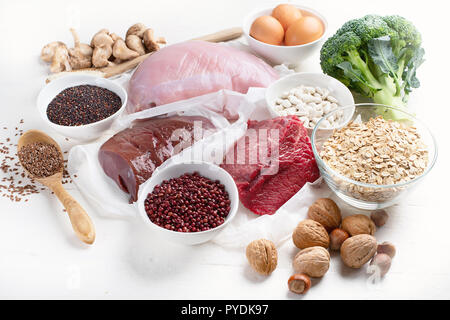 Ferro alimenti ricchi. Mangiare sano concetto. Foto Stock