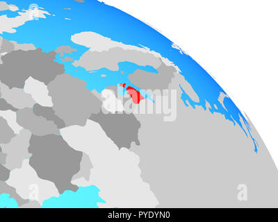 Estonia sulla semplice blu globo politico. 3D'illustrazione. Foto Stock