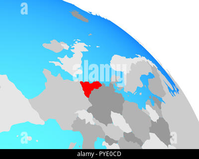 Unione Benelux sulla semplice blu globo politico. 3D'illustrazione. Foto Stock