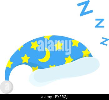 Buona notte illustrazione isolate di cartoon sleeping cap. carina icona del sonno. Illustrazione Vettoriale