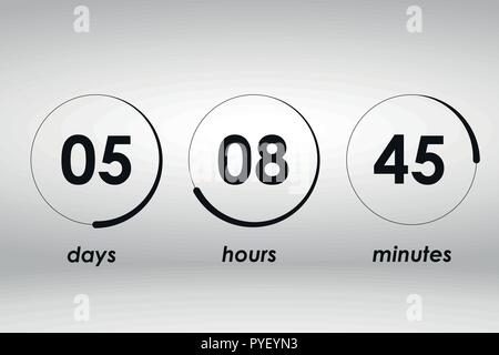Conto alla rovescia sito web template vettoriale orologio timer digitale Illustrazione Vettoriale