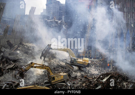 Sep 24, 2001 - Ground Zero, seguendo il 9-11 attacchi terroristici al World Trade Center. Foto di Gary Ell Foto Stock