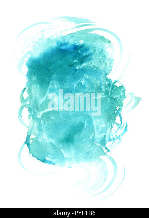 Un abstract vibrante artistico teal blue acquerello texture di sfondo con copyspace Foto Stock