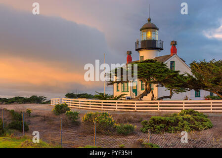 Faro California. Point Pinos lighthouse in Pacific Grove, Monterey, California. Foto Stock
