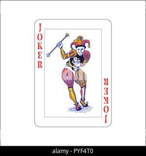 Luminose colorate joker carta da gioco su bianco Illustrazione Vettoriale