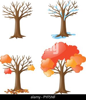 Albero in diverse stagioni illustrazione Illustrazione Vettoriale